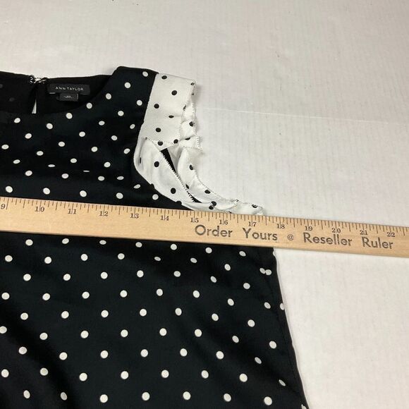 Ann Taylor Workwear Shift Dress Polka Dot Ruffled Short Sleeve XS - Picture 8 of 12